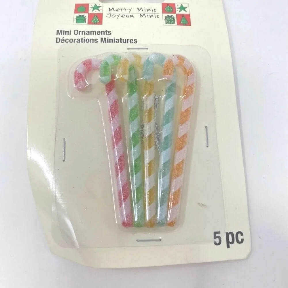 Michaels 5 Pc Merry Mini Ornaments Tree Decor Frosted Sugar Candy Canes